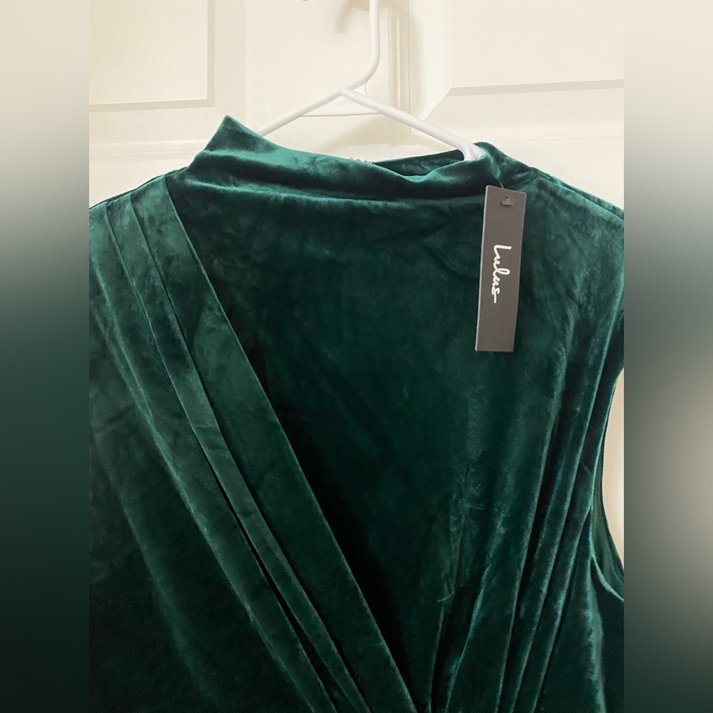 Lulus Alluring Image Emerald Ruched Velvet Mock Neck Maxi Dress - Picture 14 of 16